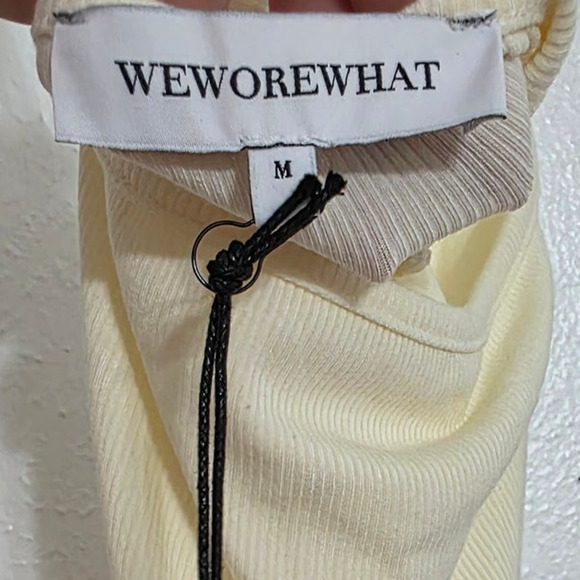 WeWoreWhat Strappy Halter Neck Tank Top In Ivory Crisscross Crop Square Neckline - Picture 3 of 8